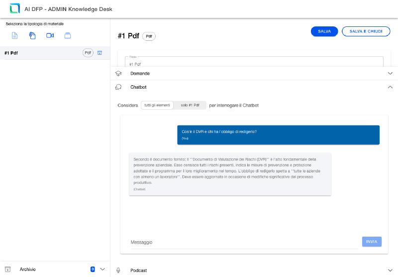 Chatbot answering a question from the uploaded document