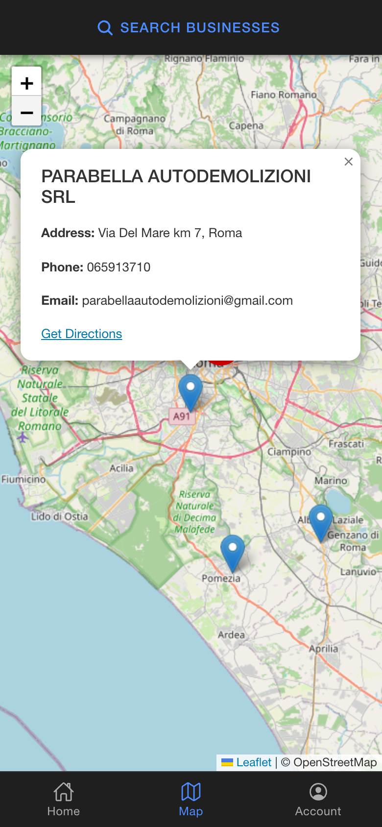Yard popup with directions link